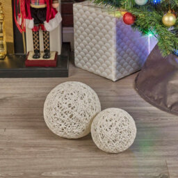Urbn-Living Urbnliving 2 Pcs Led Light Up Christmas Balls White With Glitter Ornament Warm Fairy Lights Home Decor - thumbnail 2