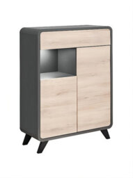 Arte Contemporary Oak Kronberg & Anthracite Medium Cabinet 90Cm - Led-Lit Storage Elegance - thumbnail 1