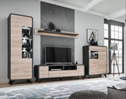 Arte Contemporary Oak Kronberg & Anthracite Medium Cabinet 90Cm - Led-Lit Storage Elegance - thumbnail 2