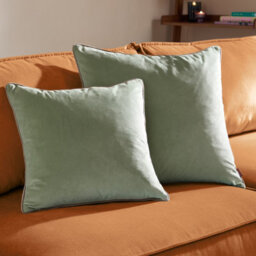 furn. Furn Meridian Velvet Polyester Filled Cushion, Eucalyptus/natural, 55 X 55Cm - thumbnail 6