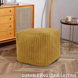 istyle mode Jumbo Cord Footstool Pouffe, Mustard Corduroy Ottoman Bean Bags 40Cm X 40Cm - thumbnail 3