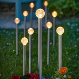 My Smart Buy 10X Solar Powered Glow Ball Stake Lights Weather Resistant Outdoor Garden Warm White Led Lighting For Lawn Patio Decking 44Cm - thumbnail 2