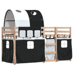 Berkfield Bunk Bed Without Mattress White&black 90X190 Cm Single Solid Wood Pine - thumbnail 3