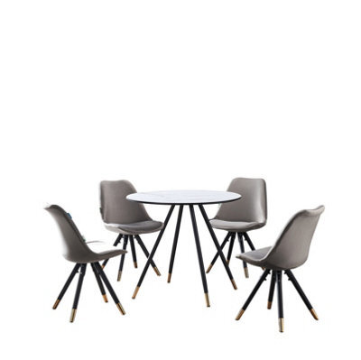 Life Interiors Sofia Dorchester Lux Dining Set, A Table And Chairs Set Of 4, White/dark Grey - image 1