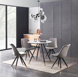 Life Interiors Sofia Dorchester Lux Dining Set, A Table And Chairs Set Of 4, White/dark Grey - thumbnail 2