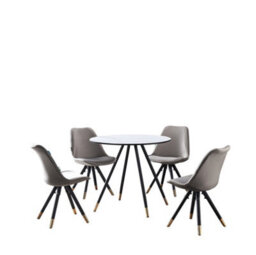 Life Interiors Sofia Dorchester Lux Dining Set, A Table And Chairs Set Of 4, White/dark Grey - thumbnail 1
