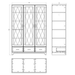 Heze Furniture Provenza 3 Door Premium Wardrobe Rustic Style- Stone Oak / White Matt - thumbnail 3