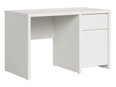 Arte Kaspian Desk 120Cm White Matt, Minimalist Home Office Desk With Storage Cabinet & Drawer - image 1