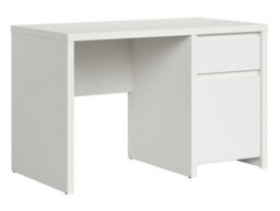 Arte Kaspian Desk 120Cm White Matt, Minimalist Home Office Desk With Storage Cabinet & Drawer