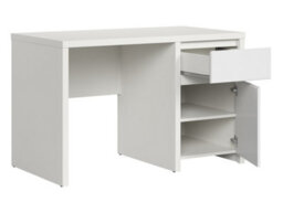 Arte Kaspian Desk 120Cm White Matt, Minimalist Home Office Desk With Storage Cabinet & Drawer - thumbnail 3