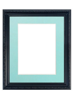 Frames By Post Shabby Chic Black Frame With Blue Mount For Image Size A2 - image 1