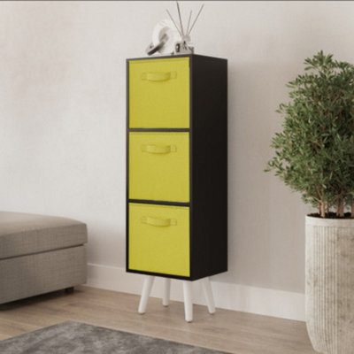Urbn-Living Black 3-Tier 3-Drawer Cube Shelving Unit With Scandinavian Legs - image 1