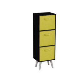 Urbn-Living Black 3-Tier 3-Drawer Cube Shelving Unit With Scandinavian Legs - thumbnail 2