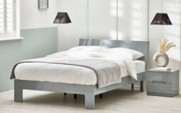 Ashfield Contemporary Style Grey High Gloss King Size Bed Frame - 5Ft (150Cm) - thumbnail 3