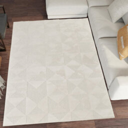 Hamilton Modern Metallic Sheen Area Rug - Mosaic Geometric Triangle Design Cream 160Cm X 230Cm - thumbnail 1