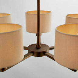 Anson Lighting Baja Dark Antique Bronze And Marble Faux Silk 5 Light Ceiling Pendant - thumbnail 2