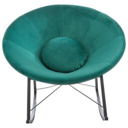 Orsina Elegant Green Rocking Chair For Sitting Room, Plush Green Velvet Upholestered Chair, Modern Armless Chair - thumbnail 2