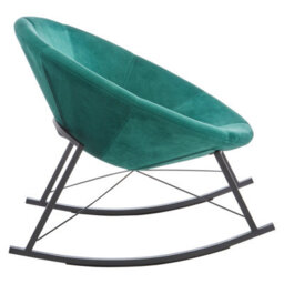 Orsina Elegant Green Rocking Chair For Sitting Room, Plush Green Velvet Upholestered Chair, Modern Armless Chair - thumbnail 3
