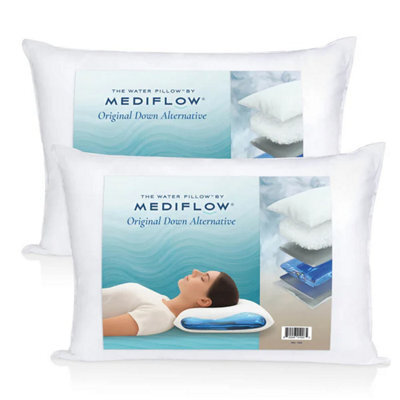 Mediflow Original Down Alternative Water Pillow Pair Adjustable Waterbase Neck Support, Hypoallergenic Fibre Fill, 50 X 70Cm - image 1