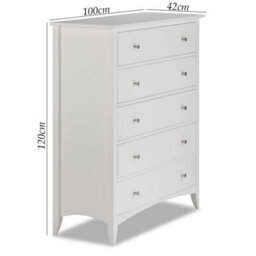 Statement Furniture Edward Hopper White 5 Drawer Chest Of Drawers - thumbnail 2