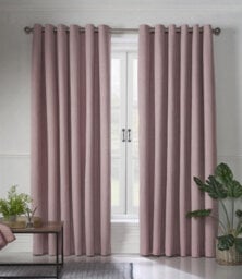 Luxury Living Linen Look Eyelet Ring Top Blackout Curtains Blush
