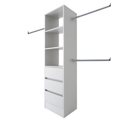 Spacepro Modular White 3 Drawer Tower Unit (H)2100mm (W)600mm (D)500mm - image 1