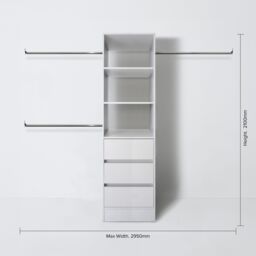 Spacepro Modular White 3 Drawer Tower Unit (H)2100mm (W)600mm (D)500mm - thumbnail 8