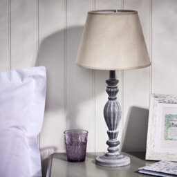 Dibor French Country Style E14 Home Office Lamp Brushed Wood Rippled Desk Lamp With Linen Shade Bedside Table Lamp - thumbnail 3