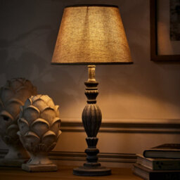 Dibor French Country Style E14 Home Office Lamp Brushed Wood Rippled Desk Lamp With Linen Shade Bedside Table Lamp