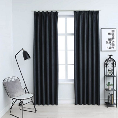 Berkfield Blackout Curtains With Hooks 2 Pcs Anthracite 140X175 Cm - image 1