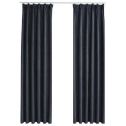 Berkfield Blackout Curtains With Hooks 2 Pcs Anthracite 140X175 Cm - thumbnail 2