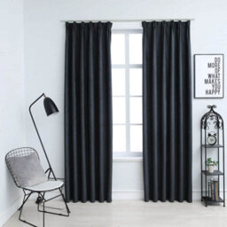 Berkfield Blackout Curtains With Hooks 2 Pcs Anthracite 140X175 Cm - thumbnail 1