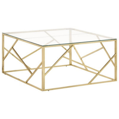 Berkfield Coffee Table Gold Stainless Steel And Tempered Glass - image 1