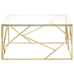 Berkfield Coffee Table Gold Stainless Steel And Tempered Glass - thumbnail 3