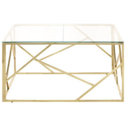 Berkfield Coffee Table Gold Stainless Steel And Tempered Glass - thumbnail 2