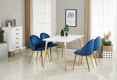 Life Interiors Lucia Halo Dining Set, A Table And Chairs Set Of 4, White/blue - image 1