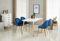 Life Interiors Lucia Halo Dining Set, A Table And Chairs Set Of 4, White/blue - thumbnail 1