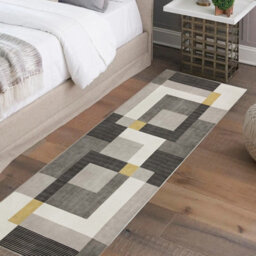 RainbowHome Geo Blocks Ochre Runner - Silk Road Collection 180Cm X 60Cm - thumbnail 2