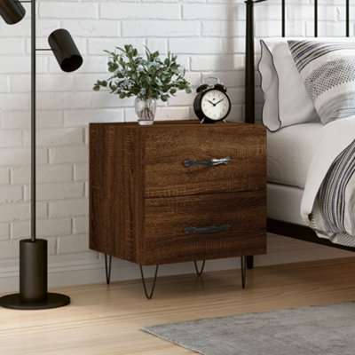 Berkfield Bedside Cabinet Brown Oak 40X35X47.5 Cm Engineered Wood - image 1