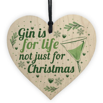 Red Ocean Funny Gin Novelty Christmas Gift Tree Bauble Decoration Wooden Hanging Heart Secret Santa Gifts - image 1