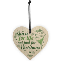 Red Ocean Funny Gin Novelty Christmas Gift Tree Bauble Decoration Wooden Hanging Heart Secret Santa Gifts - thumbnail 5