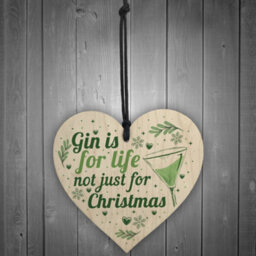 Red Ocean Funny Gin Novelty Christmas Gift Tree Bauble Decoration Wooden Hanging Heart Secret Santa Gifts - thumbnail 2