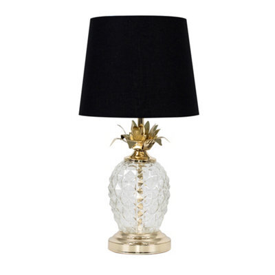 Valuelights Contemporary Pineapple Design Gold And Clear Table Lamp With Black Shade - image 1