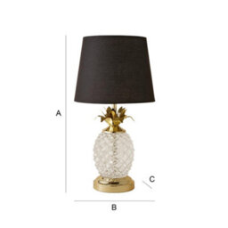 Valuelights Contemporary Pineapple Design Gold And Clear Table Lamp With Black Shade - thumbnail 8