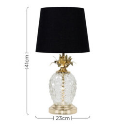 Valuelights Contemporary Pineapple Design Gold And Clear Table Lamp With Black Shade - thumbnail 9