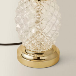 Valuelights Contemporary Pineapple Design Gold And Clear Table Lamp With Black Shade - thumbnail 4