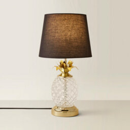 Valuelights Contemporary Pineapple Design Gold And Clear Table Lamp With Black Shade - thumbnail 6