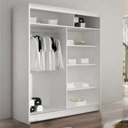 Sliding Wardrobe Westa Xiii 150 Cm With Mirror Panels And Rgb Led Lights Cashmere - thumbnail 3
