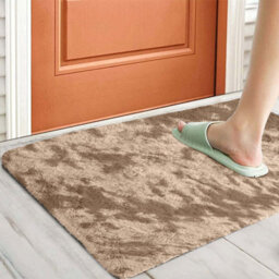 Ameha Tye Dye Beige Shaggy Rug Small 50 X 80 Cm Door Mat Area Non Slip Soft Thick Pile Bedside Rugs - thumbnail 3