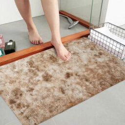 Ameha Tie Dye Beige Shaggy Rug Small 50 X 80 Cm Door Mat Area Non Slip Soft Thick Pile Bedside Rugs
